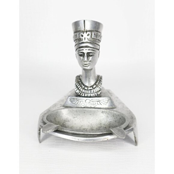 Vintage Nefertiti Ashtray Egyptian Decor Retro Tobaciana - Picture 1 of 6